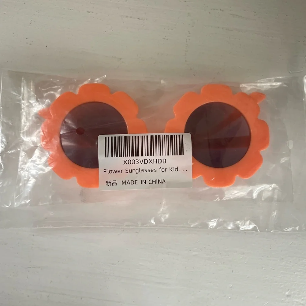 Orange/Pink Flower Kids Sunglasses